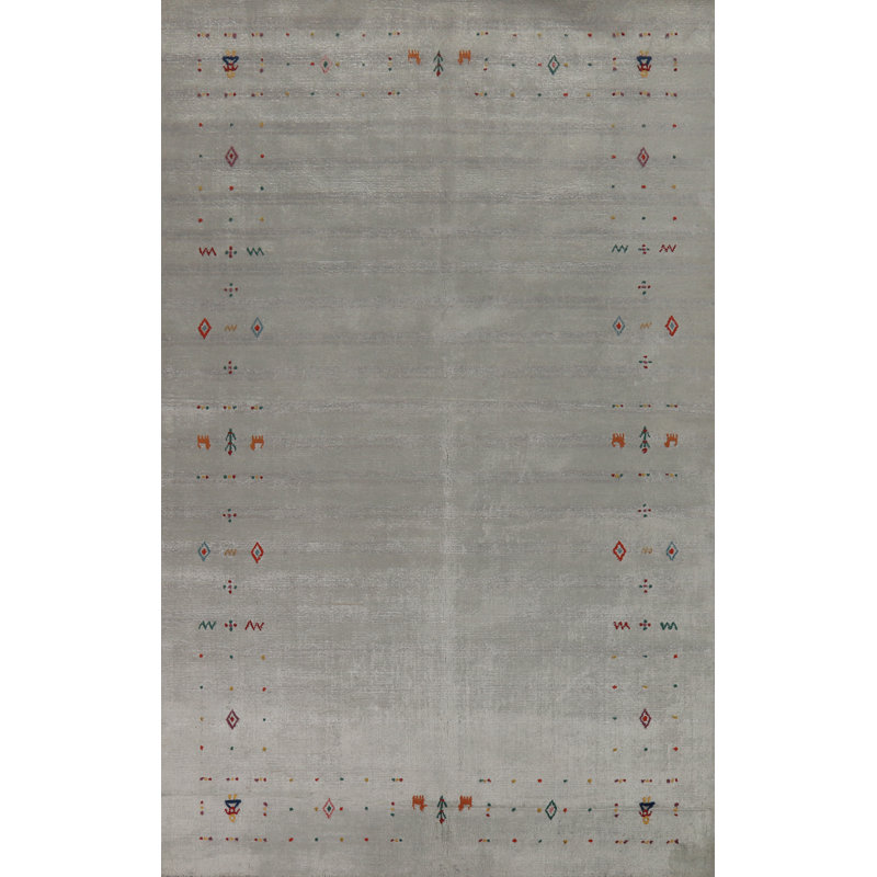 Handmade Aqua Gabbeh Oriental Area Rug 5x8