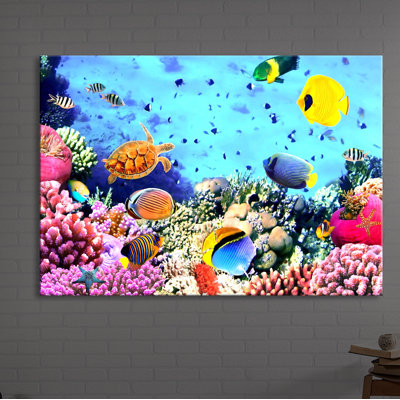 Colorful Fishes over Coral Reef 1 Piece Wrapped Canvas Wall Art