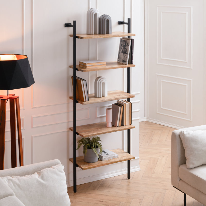 Adrian Solid Wood Ladder Bookcase, Natural