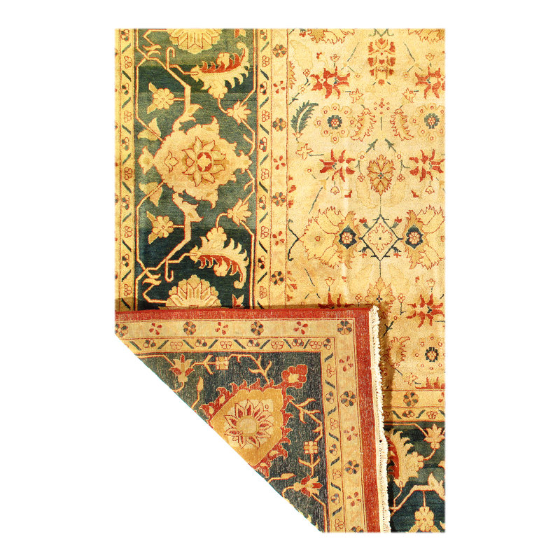 Tapis décoratif en laine de conception unique 11 pi 8 po x 17 pi 6 po noué à la main beige Anthone