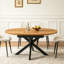 Table de salle à manger extensible ronde 43 "à 59" pour 4-6, table de cuisine en bois de style Mid-Century moderne avec des feuilles amovibles pour économiser de l'espace
