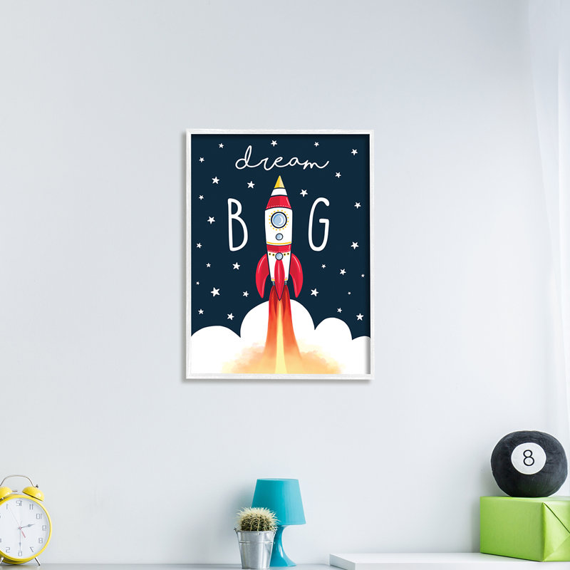 «Dream Big» - impression, H 20 po x l 16 po x P 1,5 po, Giclée encadrée blanc bord de mer