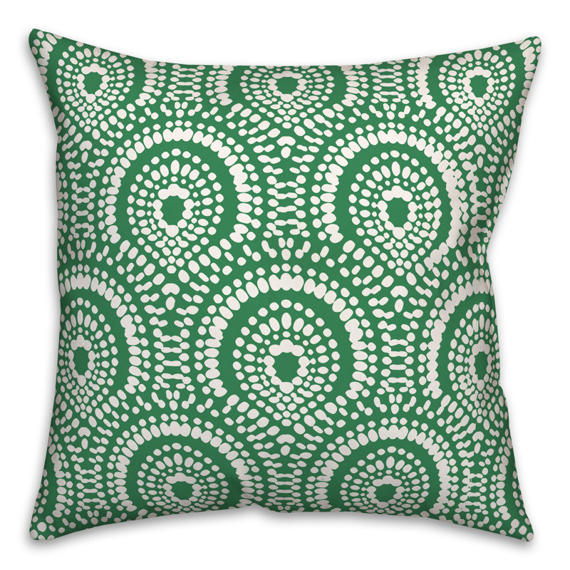 Polka Dots Outdoor Reversible Throw Pillow, Green, 18" H x 18" W