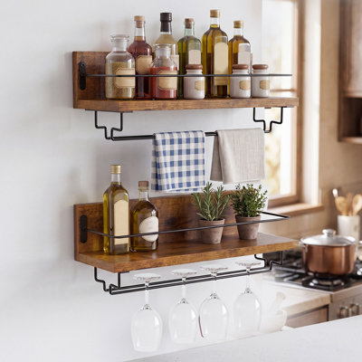 Wine Bottle & Glass Rack Brown