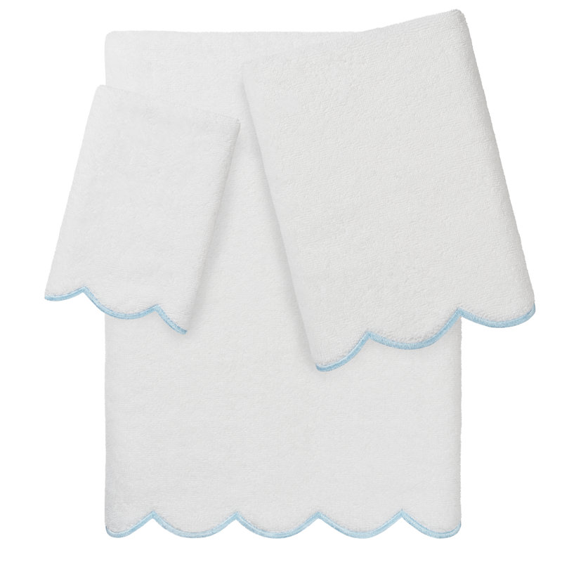  Ensemble de serviettes 100% coton ADORNIA, Ensemble 3 serviettes de bain, Blanc / Bleu