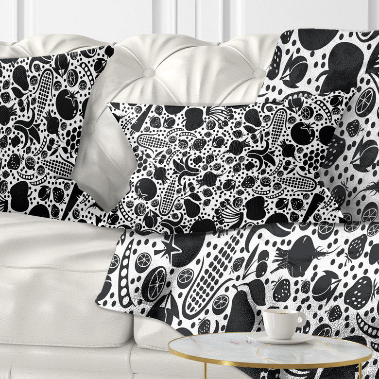 Motif de fruits et légumes - Coussin décoratif à imprimé floral