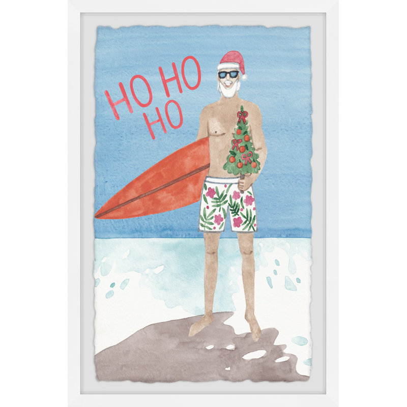 Surfboard And A Tree - Single Picture Frame Painting, 45cm H x 38cm W x 3.81cm D