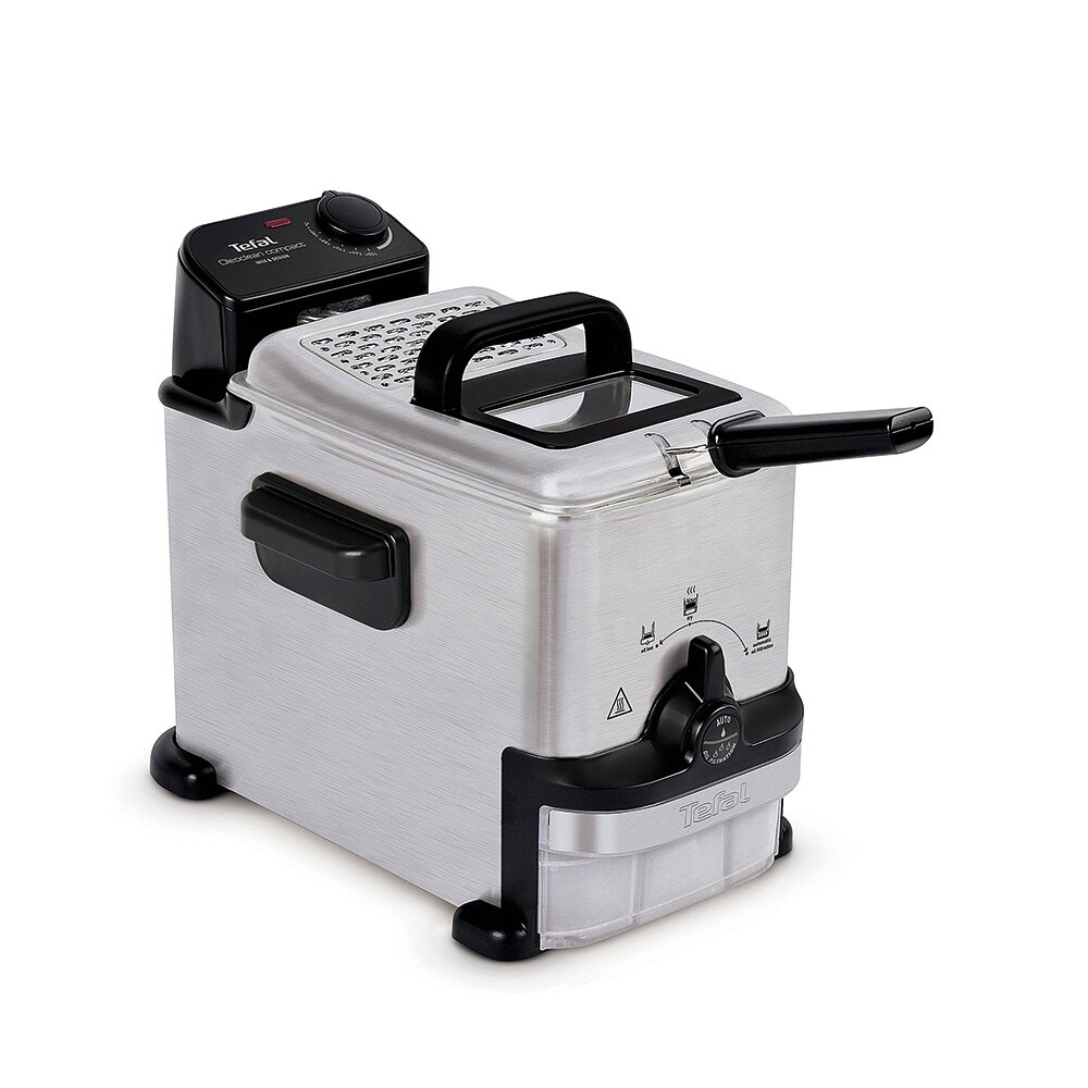 KitchenPerfected 1.0Ltr Compact Deep Fryer - Cream/Black