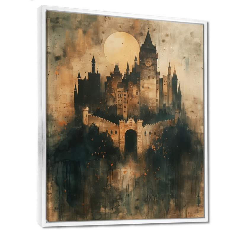 Yaelle - Châteaux, art mural, Toile encadrée flottée blanche, H 44 po x l 34 po x P 1,5 po