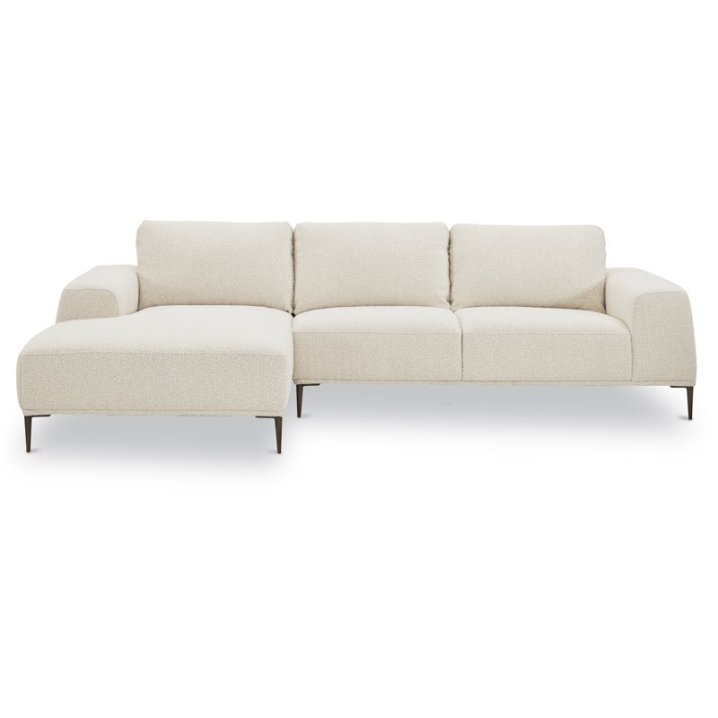 Marnia Upholstered L-Shaped Sectional, Ivory White Boucle, Left Hand Facing