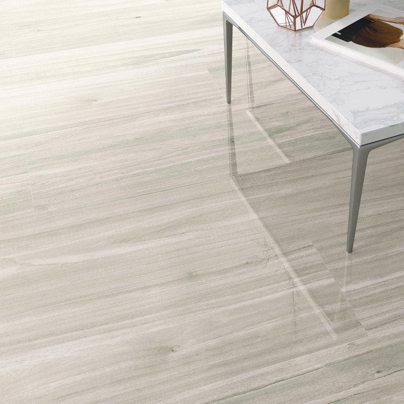 Carreau de porcelaine 8 po x 48 po Spazio, Gris glacé