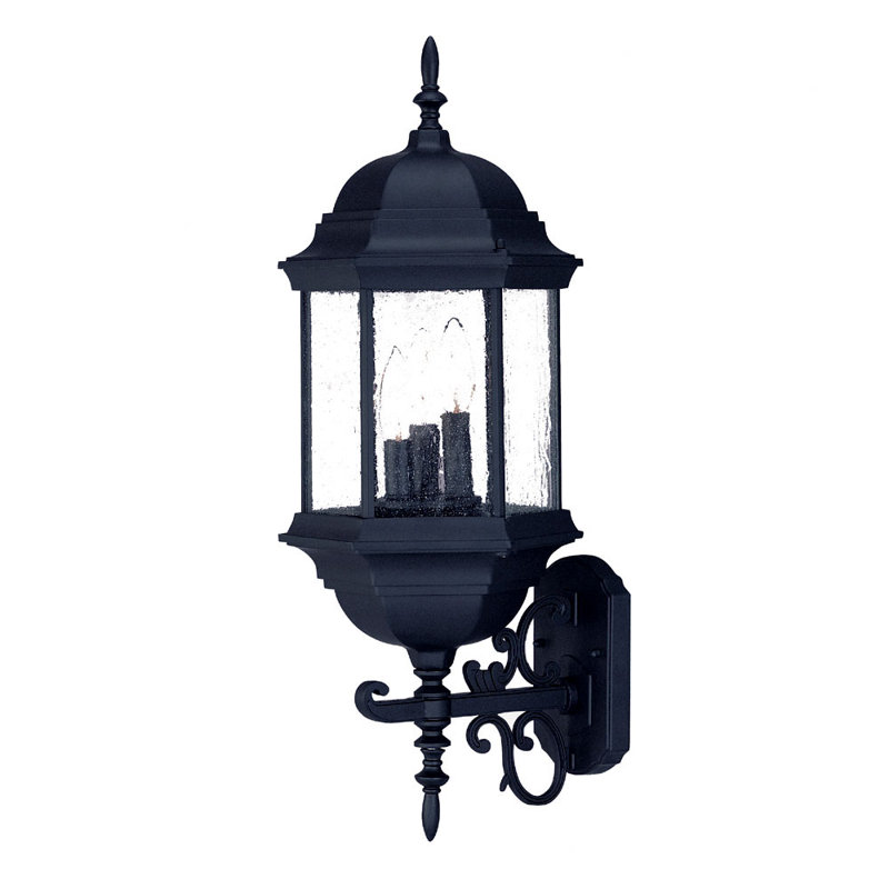 Pruitt Wall Light, Matte Black, Clear Seeded