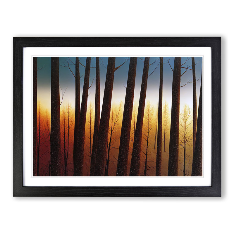 Soulful Winter Forest - Single Picture Frame Print, 46cm H x 64cm W x 2cm D, Black