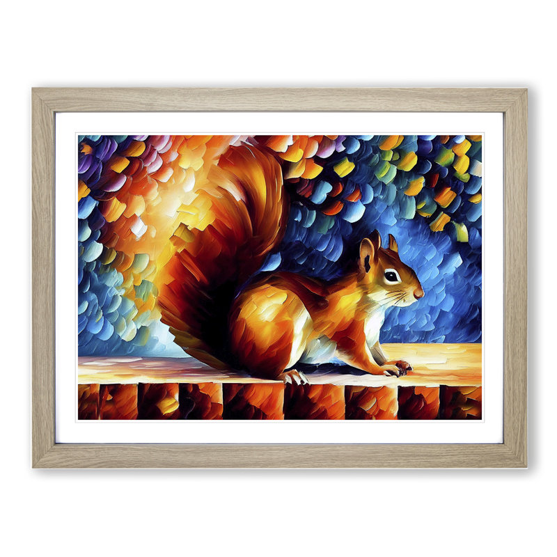 Squirrel Abstract - Framed Print, Oak, 34cm H x 46cm W x 2cm D
