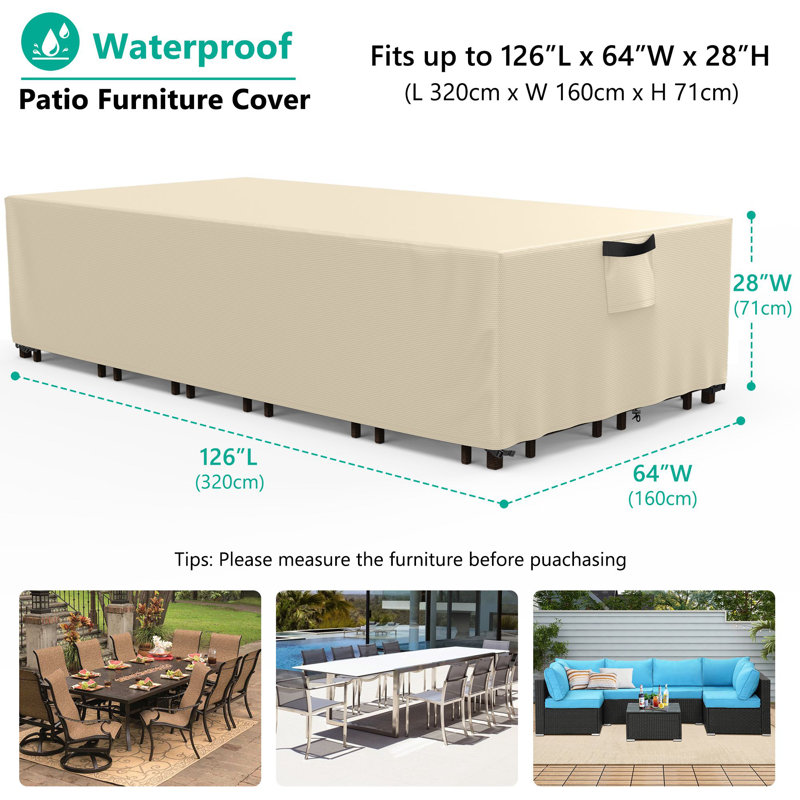 Housse imperméable pour meubles de jardin d'extérieur, Beige