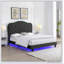 Upholstered Bed Button Tufted With Curve Design - Strong Wood Slat Support - Easy Assembly - Velvet - With LED Light-Platform Bed - Queen-1340851000