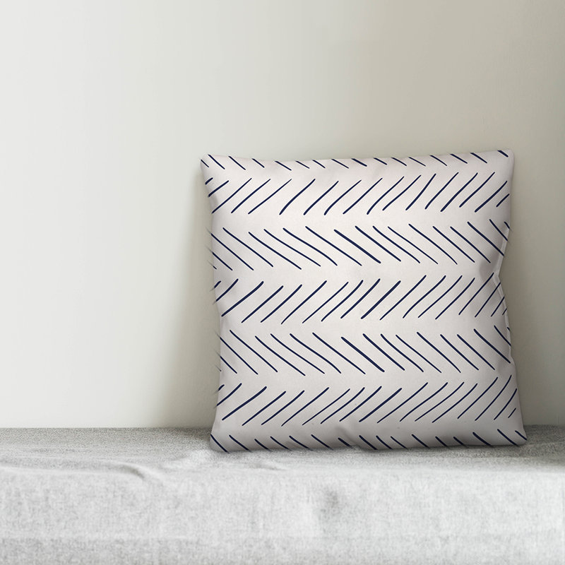  Housse et insert de coussin Modern Modern, 20 po x 20 po, Polyester / bourre en polyester, Blanc / bleu