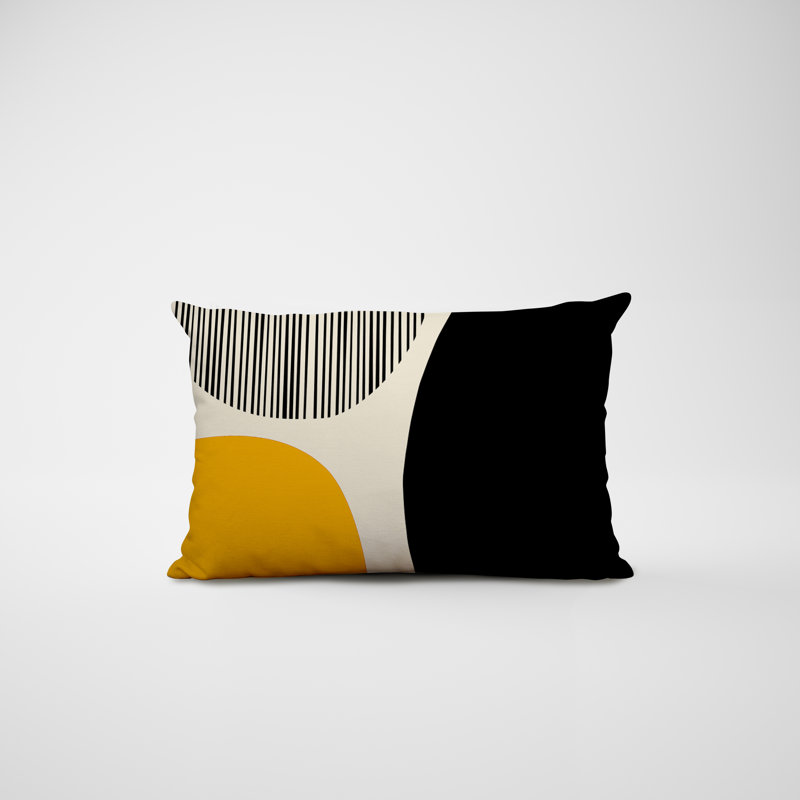 Housse et insert de coussin rectangulaire intérieur / extérieur en polyester / mélange de polyester Chamu, Jaune / noir