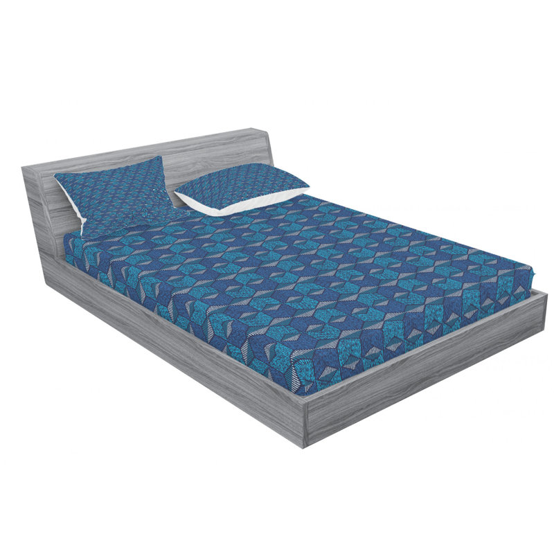 Microfiber Geometric Sheet Set, Queen Sheet Set with Fitted Sheet