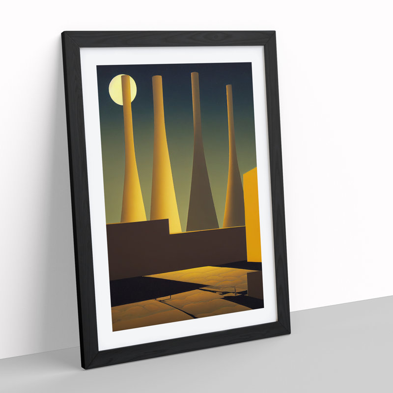 Architecture under the Moon - Wall Art, Black Framed Paper, 64cm H x 46cm W x 2cm D