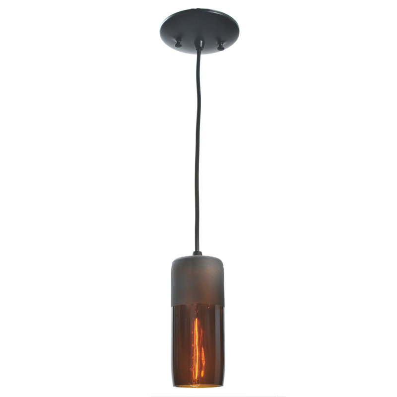 Luminaire suspendu à cylindre simple 1 lumières, Ambre, H 75 po x l 3 po x P 3 po