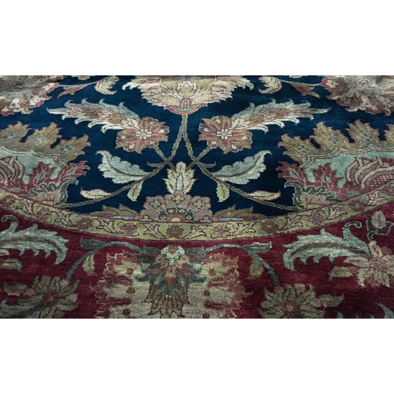 Wool Oriental Area Rug in Blue/Rust/Brown
