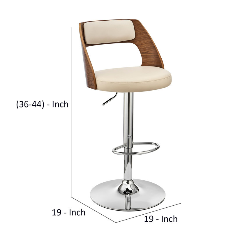 Tabouret de bar pivotant à hauteur réglable Carridice, Chrome, Crème