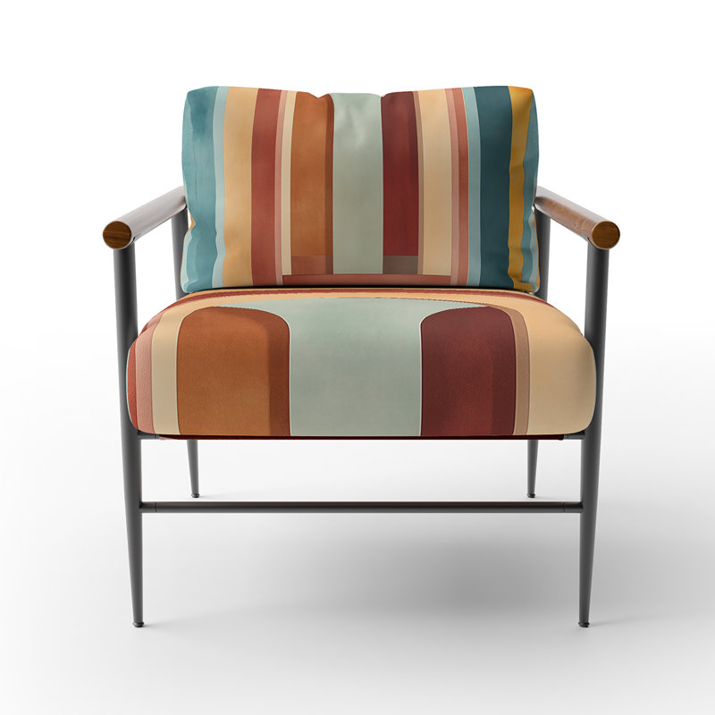 Fauteuil d'appoint géométrique abstrait, Bras ronds bruns