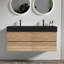 Meuble-lavabo Grace de 48 po avec lavabo en quartz d'ingénierie et tiroirs noirs doux, meuble-lavabo mural flottant pour salle de bain moderne, lavabo une pièce noir mat, KD-1286696125