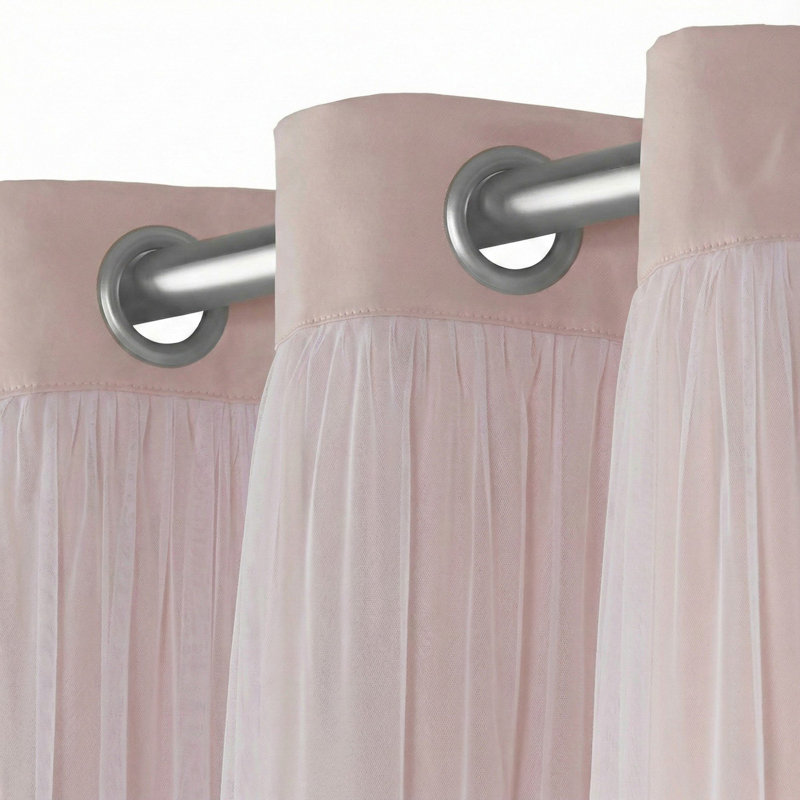 Ensemble de rideaux à double couche 84 po Romantic Rose Blush