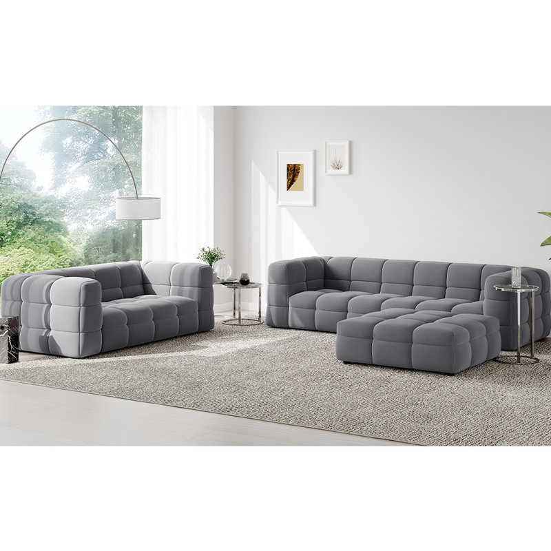 Abinayan 3 - Piece Living Room Set, Grey 100% Polyester