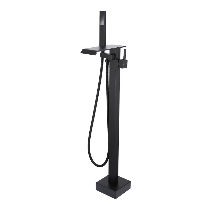 Waterfall Tub Filler Freestanding Bathtub Faucet Matte Black, Matte Black