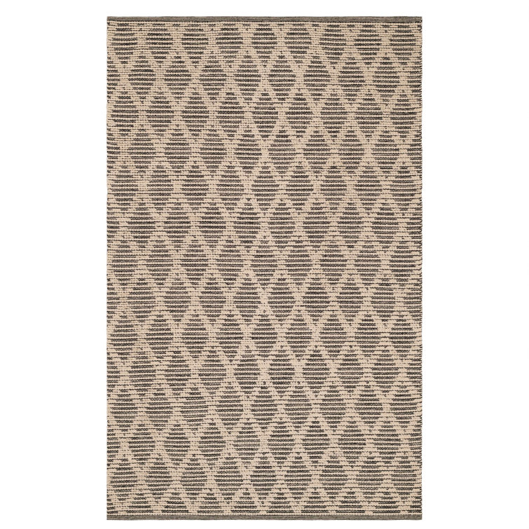 Textured Diamond Blue/Ivory Handwoven Cotton Rug