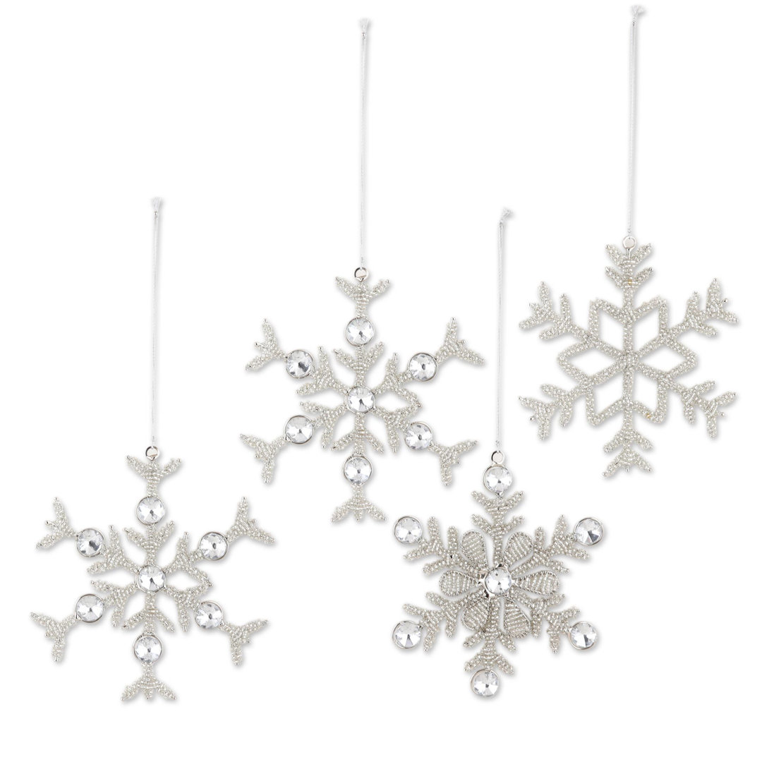 Silvery Solid Snowflakes Holiday Shaped Ornament (Set of 4) The Holiday Aisle®