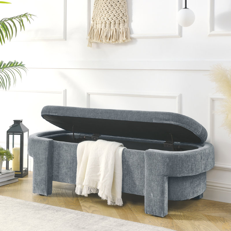 Banc rembourré en chenille avec grand espace de rangement