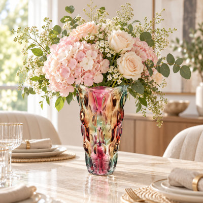 Vase en verre violet irisé de 24 cm (9,5 po) pour fleurs et centres de table