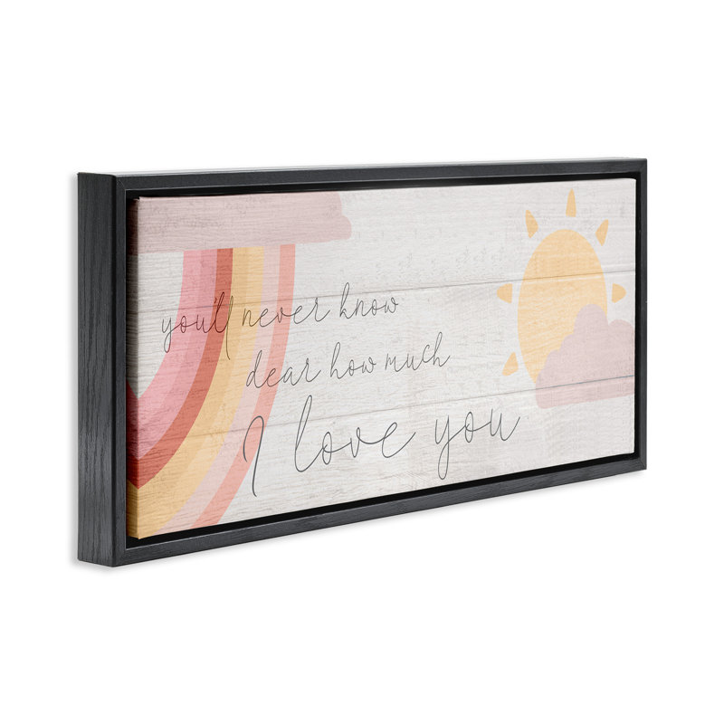 «Love You» par Daphne Polselli, H 11 po x l 25 po, Cadre flottant noir de jais