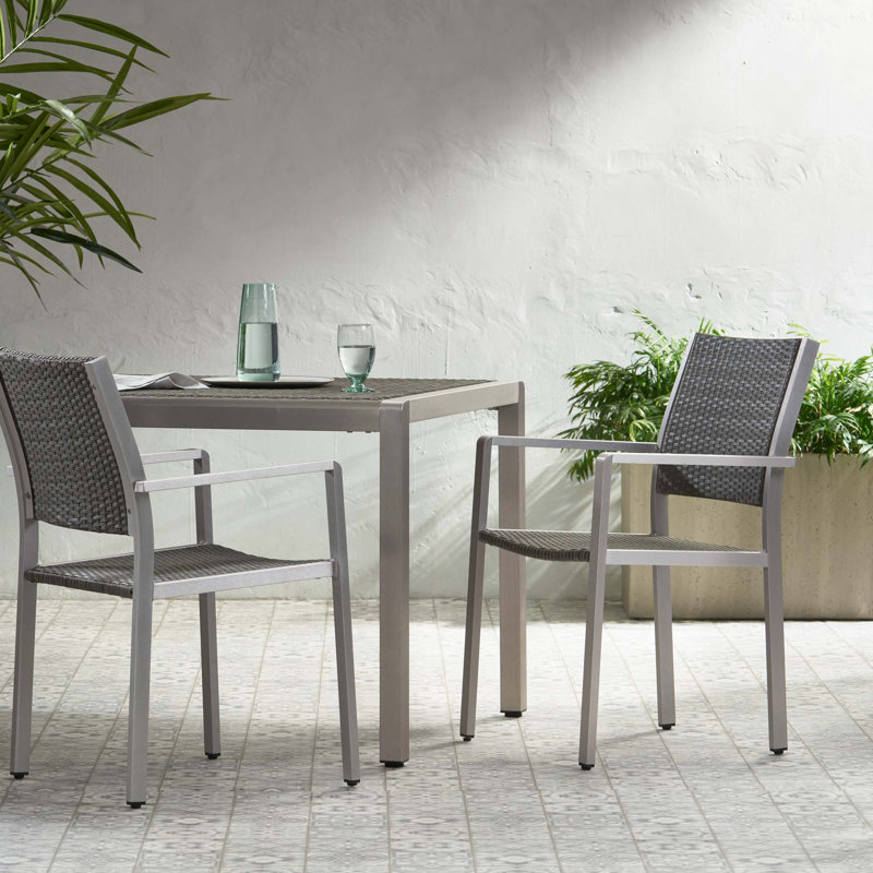 Ensemble de chaises d'extérieur avec cadres en aluminium, ensemble de 2 pièces