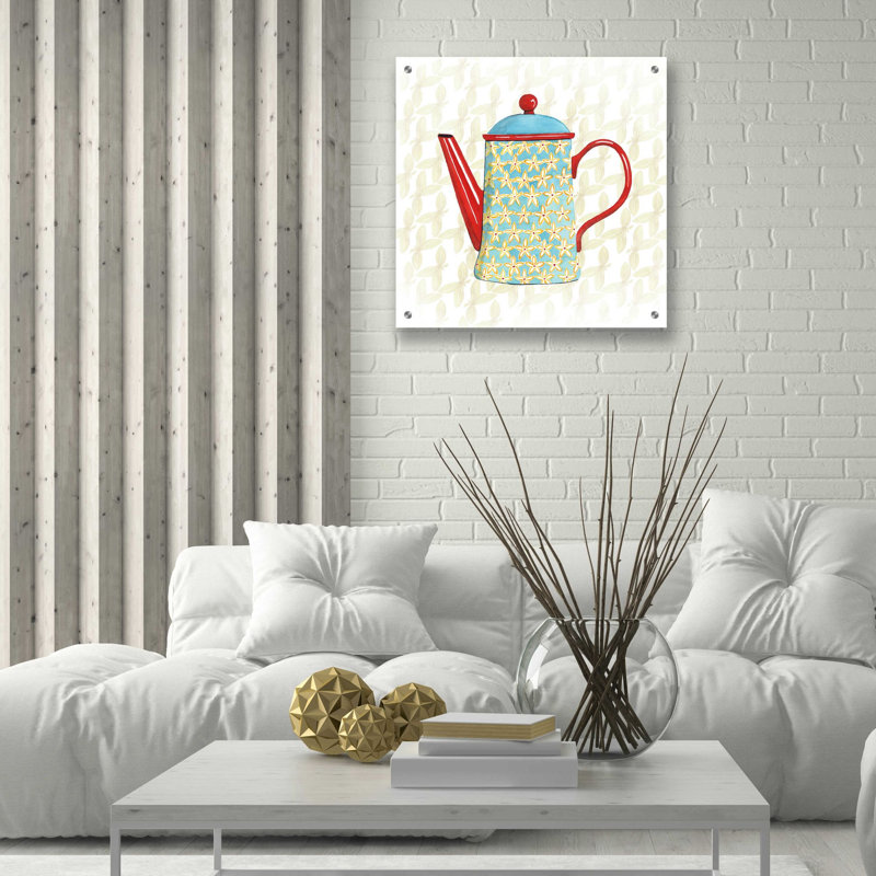 «Sweet Teapot VI» par Grace Popp, art mural en verre acrylique, H 24 po x l 24 po x P 0,2 po
