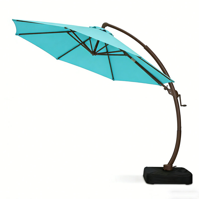  Parasol de patio en porte-à-faux 11 pi avec base incluse, Bleu ciel