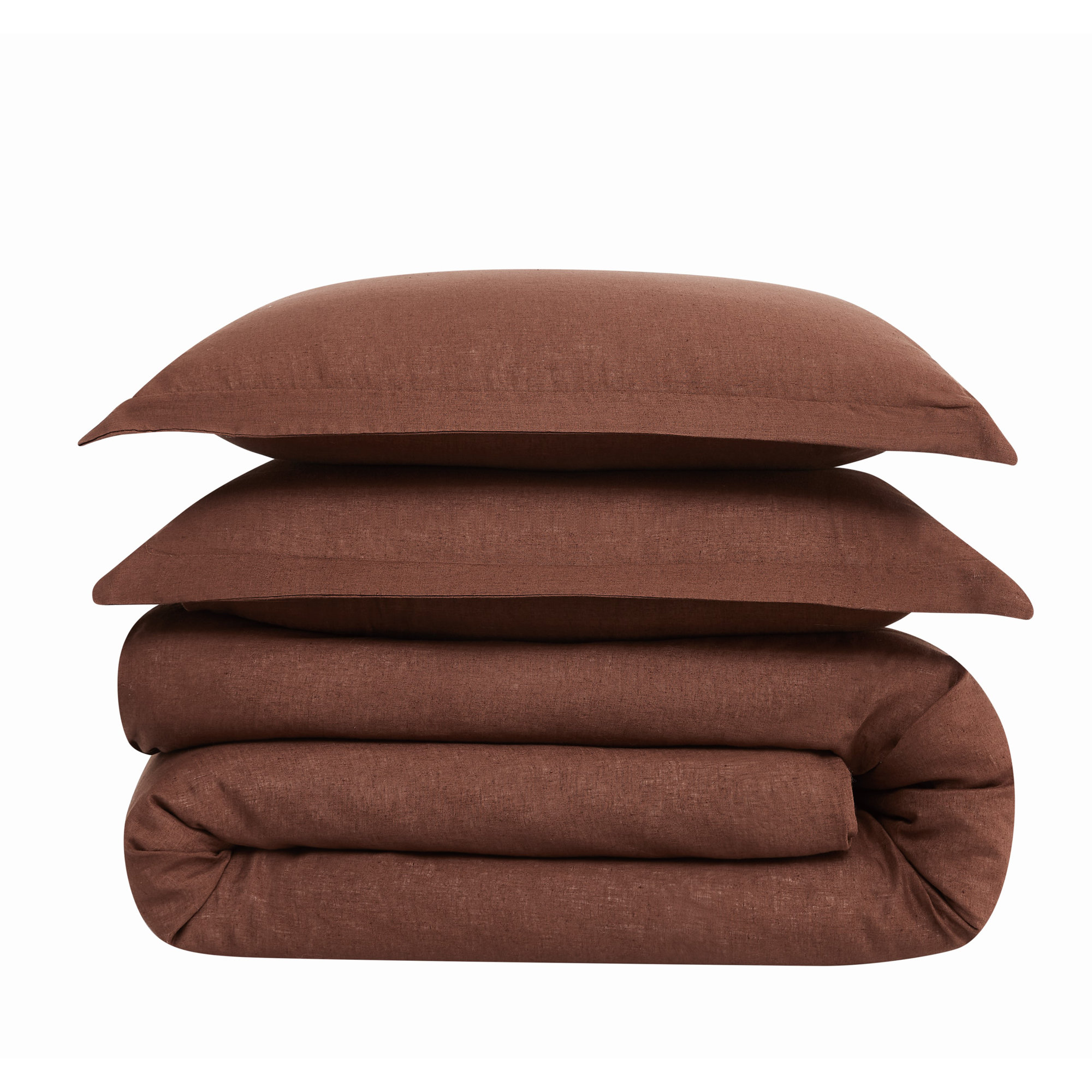 Nena 100% Linen Bedding Set, King Comforter + 2 King Pillow Shams, Brown