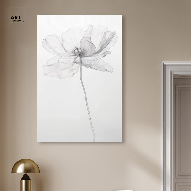 «Fragile Beauty I», art floral élégant par Art Remedy, Peinture sans cadre, Toile tendue, H 24 po x l 16 po