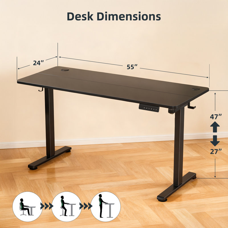  Bureau debout électrique avec réglage de la hauteur de la mémoire et cadre de capacité de 80 kg pour le bureau à domicile