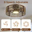 20-Inch Low-Ceiling Cage Ceiling Fan with LED Light, Natural Rattan Dark Walnut-976687689