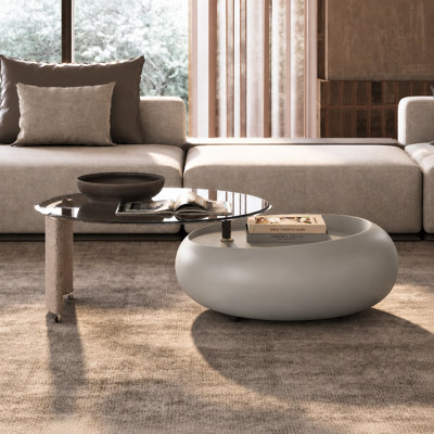 Table basse pivotante moderne 50,39 po avec plateau en verre trempé