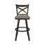 Tabouret pivotant à hauteur de comptoir de 26 po Julia Alegra en tissu irlandais performance brume avec une finition gris Firestone peinte à la main-29249861-95193256-95193258