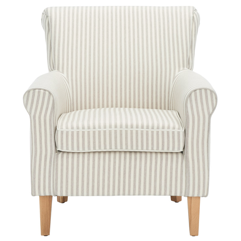 Alanieta Upholstered Armchair, Beige/Gray Linen Blend Stripe