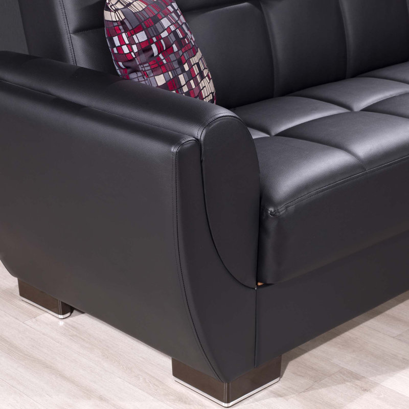 Causeuse convertible avec rangement Collection, PU, Noir, noir, noir, noir