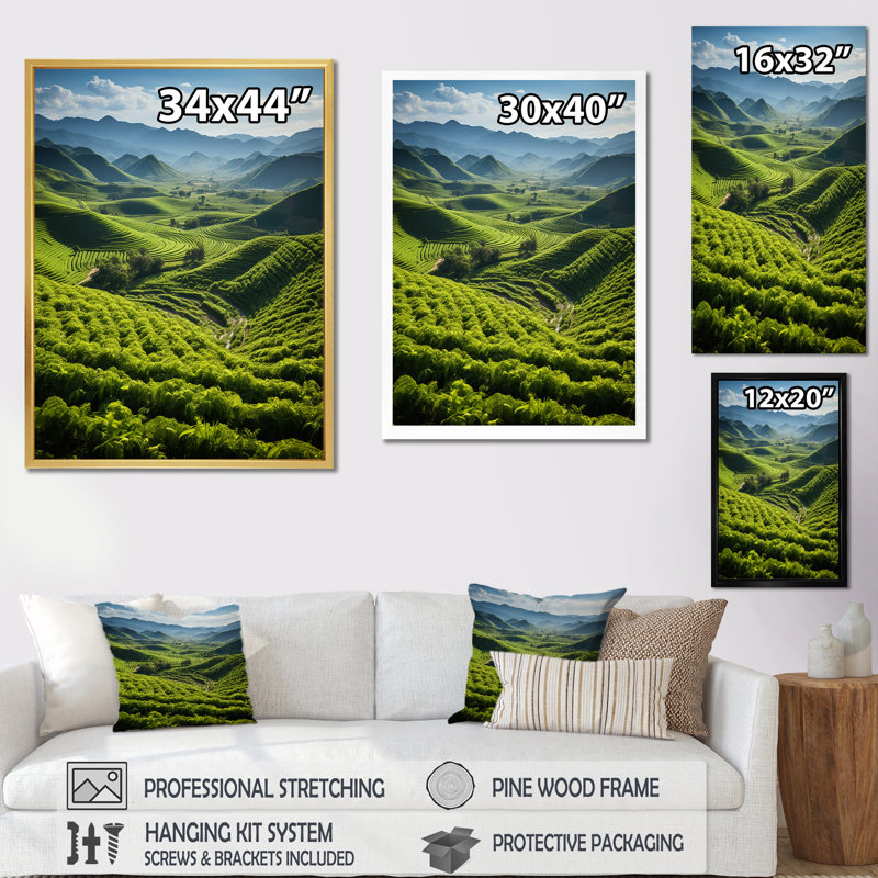 «Cuba Fields Of Tabac», reproduction d'art sur toile, Cadre flottant noir, H 32 po x l 16 po
