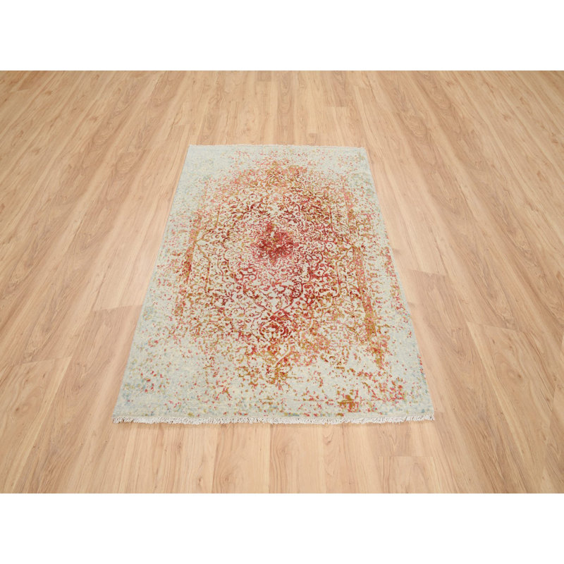 Tapis ivoire en laine / soie noué à la main 4 pi 2 po x 6 pi 3A056485D11B4655816E265535A8BBFB